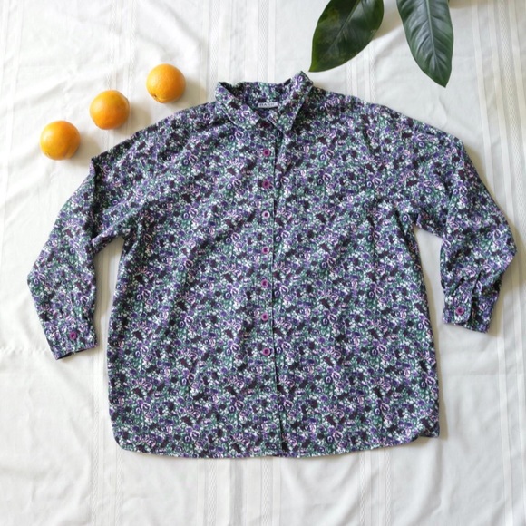 Floral Embellished Button-Down Shirt with Tie Detail - Purple main image 1